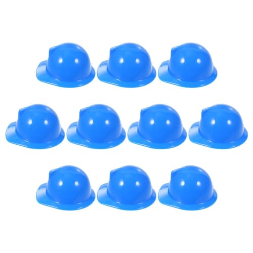 ibasenice 10 Stück Miniatur-Bauhüte Mini-Konstruktionsspielzeug Puppenhüte Kleine Schutzhelme Schutzhelme Flaschendeckelhüte Blau von ibasenice