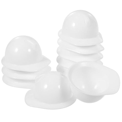 ibasenice 10 Stück Miniatur-Bauhüte Mini-Konstruktionsspielzeug Puppenhüte Kleine Schutzhelme Schutzhelme Flaschendeckelhüte Weiß von ibasenice