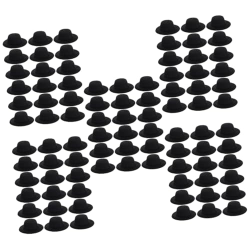 ibasenice 100 STK Mini-Hut Finger Hut Puppenhaus-Miniatur-Dekoration Kleine Hüte Miniatur-puppenhüte Mini-cowboyhut Strohhüte Für Männer Schwarzer Cowboyhut Damen Stoff Handtyp Zylinder von ibasenice