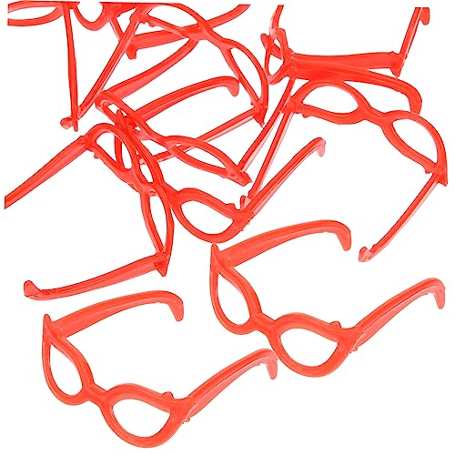 ibasenice 100 Stück Puppenbrille Puppen Kleidung Puppen Klamotten Miniaturbrille Puppenzubehör Gläser Minibrille für Puppe Miniaturen zum Basteln Plastik rot von ibasenice