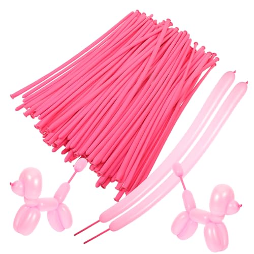 ibasenice 100 Stück Zauberballon Latexballon Ballonkunst Zahlenballons geburtstag luftballons dekorationen Blase Ballongas lange Ballondekore dekorative Luftballons für Partys Emulsion Rosa von ibasenice