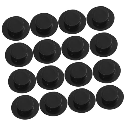 ibasenice 100 Stück austauschbare Puppenhüte entzückende Minihüte Mini-Zylinder zum Basteln neu Dekoration Weihnachten weihnchtsdeko Kawaii Puppenhüte entzückende Puppenhüte Plastik Black von ibasenice