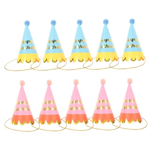 ibasenice 10St Pom Pom Geburtstagsmütze Bommel-Geburtstagsmütze Tiara Partyhüte für Kinder alles zum geburtstag hut Papier Geburtstagshut Geburtstagsparty liefert Kopfbedeckung Baby von ibasenice