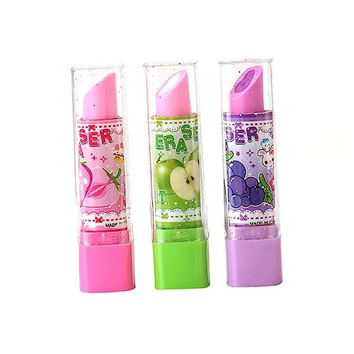 ibasenice 10 Stück Lippenstift-radiergummi Kinder-briefpapier Fruchtmuster Neuartiger Radiergummi Für Studenten Kinder Zufällige Farbe von ibasenice