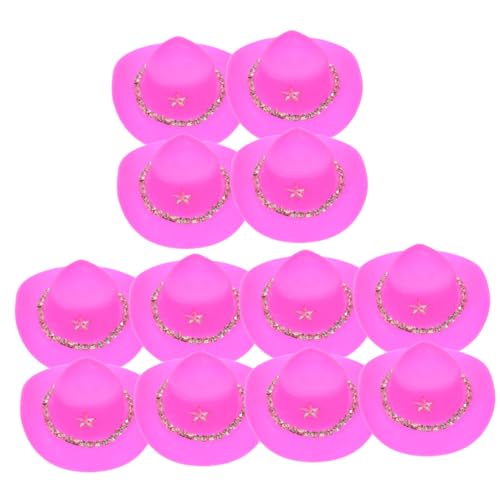 ibasenice 12 Stck. Kleine Hüte Für Puppen Rosafarbener Cowgirlhut Minis Cowboy Winzig Party Mädchen Minihüte Für Puppen Puppenhut Puppen Minihüte Puppenmützen Requisite Miniaturhüte Plastik von ibasenice