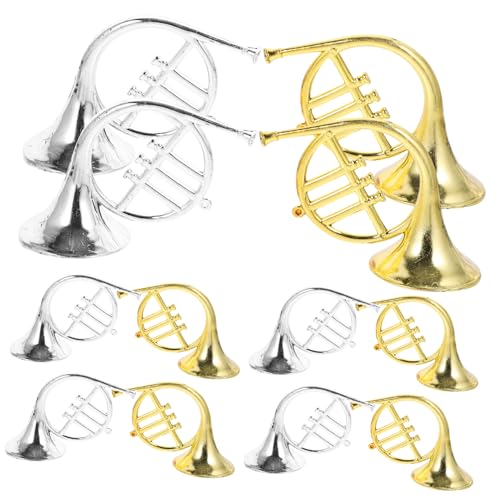 ibasenice 12 Stück Teiliges Mini Französisches Horn Deko Vintage Musikinstrument Anhänger in Gold und Silber Rustfreie Kunststoffmodelle für Party und Weihnachtsdeko Kompakt und Langlebig von ibasenice