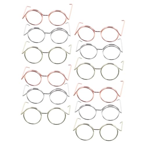 ibasenice 12st Puppenbrille Basteln Sie Eine Zum Dekorieren Minibrille Für Puppen Entzückende Mini-Brille Zum Anziehen Der Puppe Mini-gläser Zum Basteln Kupferkabel von ibasenice