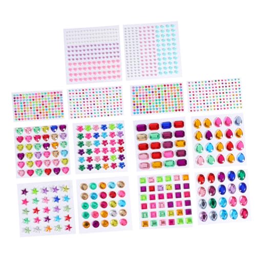 ibasenice 14 Blatt Acryl Sticker Teilig Selbstklebende Bunte Kristallsteine für DIY Fotoalben Scrapbooking Bastelmaterial für Junge Mädchen Kreative Dekoration Vielseitig Einsetzbar von ibasenice