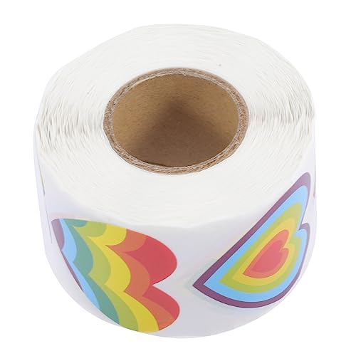 ibasenice 1Rolle Herzaufkleber Rollensatz Selbstklebende Regenbogen Herz Sticker für Hochzeiten Valentinstag und DIY Projekte Farbenfrohe Hüllsiegelaufkleber für von ibasenice