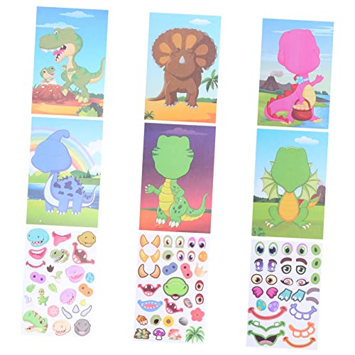 ibasenice 1satz Dinosaurier Sticker Für Mädchen Make-a-face Aufkleber Kreative Dinosaurier Sticker Spaßige Bastelaktivitäten Für Mädchen Fördert Kreativität Und Spielspaß von ibasenice