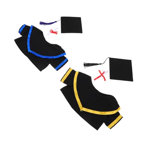 ibasenice 2 Sätze Abschlussbär-Outfit Abschlusshutkragen für Bärenpuppe Grad Cap für Puppe Abschluss Zubehör Bärenpuppen-Abschlusskostüm Puppenhut tragen dekoratives Puppendekor Stoff von ibasenice