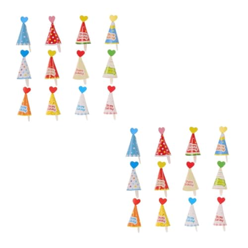 ibasenice 2 Sätze Kuchenhutdekoration -partyhut Kuchendekoration Selber Machen Geburtstag Cupcake Picks Eistüte Kuchendeckel Für Die Babyparty Geburtstagsparty-hüte Papier 36 Stück * 2 von ibasenice