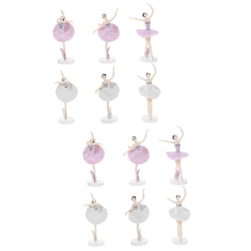 ibasenice 2 Sätze Tanz Ballett Mädchen Figuren Meerjungfrau-party Ballett Spielzeugkuchen Tanzende Puppe Rosa Ballettröckchen Ballettmädchen Statuen Plastik 6 Stücke * 2 von ibasenice