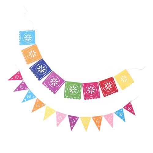 ibasenice 2 Sätze mexiko flagge ziehen Fiesta mexikanische Party-Banner Regenbogen bunting flagge memories reminiscence Kamindekor Hochzeitsdekorationen Pinata-Partyzubehör aushöhlen Piñata von ibasenice
