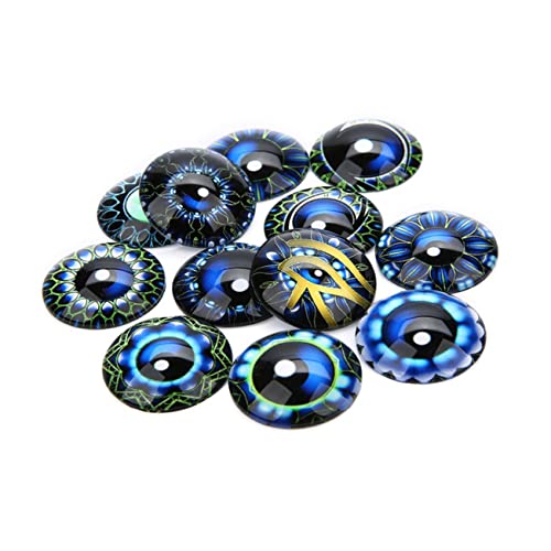ibasenice 20 Stück DIY Runde Patches Blau Dekorative Cabochons für Schmuck Bastelarbeiten und Kreative Designs für Ohrringe Uhren Vasen und Mehr von ibasenice