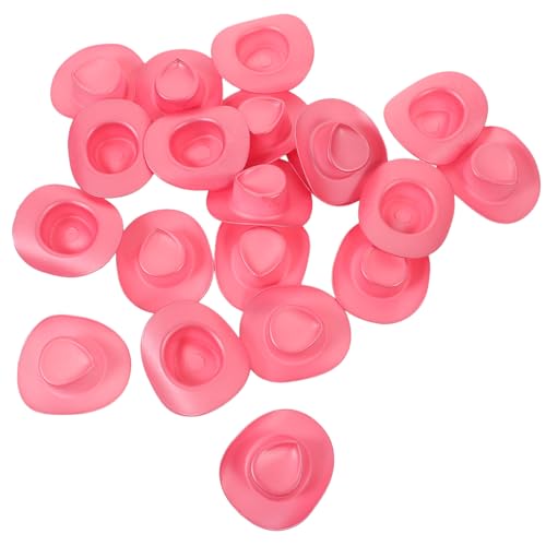 ibasenice 20 Stück Mini-Cowboyhut cowboyhut doll Accessories Dekorative Puppenhüte Puppenhut Set weißer Cowgirlhut Strohhut Hut für Minihauspuppe Hut für Puppen Plastik Rosa von ibasenice