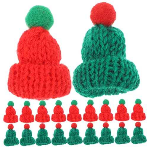 ibasenice 20 Stück Teiliges Miniatur Weihnachtsmützen Strickmützen in Rot Grün Kleine DIY Weihnachtsdeko für Flaschen Handgefertigte Xmas Accessoires Langlebig und Vielseitig für Festliche von ibasenice