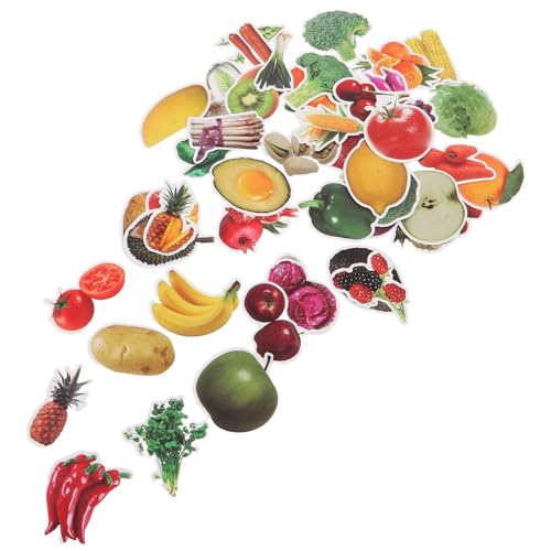 ibasenice 200 Stück Obst und Gemüse Sticker Lernsticker Realistische Lebensmittelechte Aufkleber für Schule Belohnung Laptop Wasserflasche Scrapbook von ibasenice