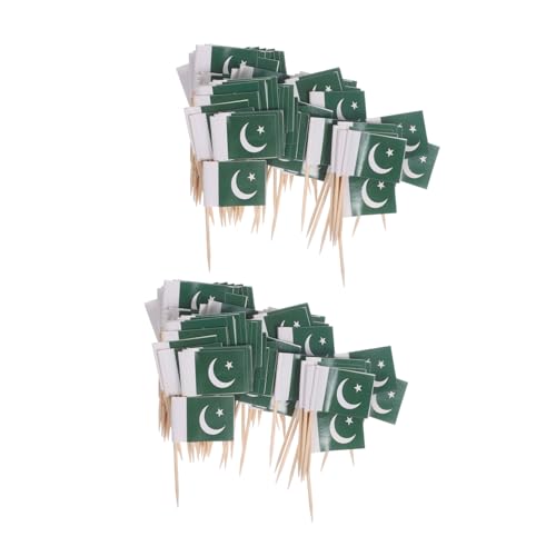 ibasenice 200 Stück Pakistan Zahnstocher Flaggen Mini Holz Cocktailspieße Party Kuchen Dekoration Kultur Vielfalt Dessert Picks Nationalflaggen für Feiern von ibasenice