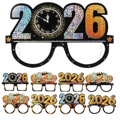 ibasenice 2026 Frohes Neues Jahr Brillen 9 Stück Ausgefallene Glitzer Deko für 2026 Silvester Party Gastgeschenk ibasenice 2026 Frohes Neues Jahr Brillen 9 Stück Ausgefallene Glitzer Deko für 2026 Silvester Party Gastgeschenk von ibasenice