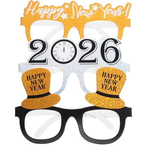 ibasenice 2026 Frohes Neues Jahr Brillen Lustige Glitzerdekorationen & Partyzubehör für Das Neue Jahr 2026 von ibasenice