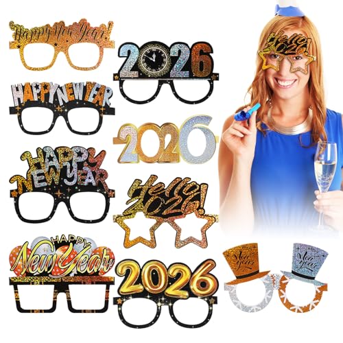 ibasenice 2026 Frohes Neues Jahr Brillen Lustige Glitzerdekorationen & Partyzubehör für Silvester 2026 ibasenice 2026 Frohes Neues Jahr Brillen Lustige Glitzerdekorationen & Partyzubehör für Silvester 2026 von ibasenice