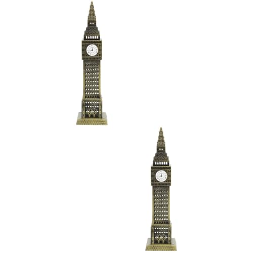 ibasenice 2st Big Ben-Modell Englische Architekturmodelle Londoner Einrichtung England Big Ben Figur Architekturmodell Für Zu Hause Big-Ben-Uhr Berühmt Jahrgang Legierung Reisen Spielzeug von ibasenice