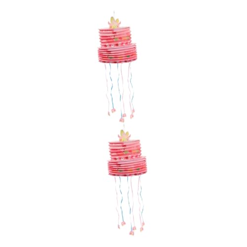 ibasenice 2St Mini-Pull-Pina Spielzeug komfetti rosa Piñata Kinder im Freien Geburtstagsfeier Piñata Pinata-Spiel-Requisite Karton Spiel Requisiten Dekorationen schmücken Draht ziehen Papier von ibasenice