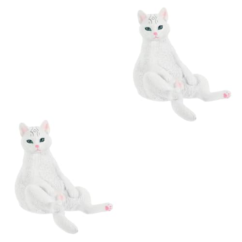 ibasenice 2St weißes Katzenmodell Spielzeug für Mädchen Statue kleine Katze schmücken Simulationskatzenverzierung Schreibtisch Dekorationen Puppe falsche Katze Kind Simulation Kat von ibasenice