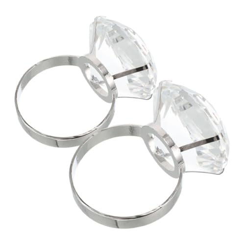 ibasenice 2st Große Diamantring-requisiten Skurrile Spielzeuge Schmuck Dekorationen Anhänger Schlüsselanhänger Ringstecker-abstandsperlen Miniaturdekoration Strassring Legierung Transparent von ibasenice