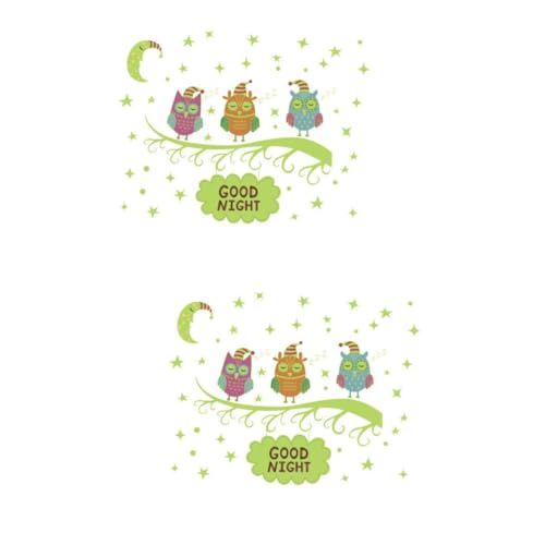 ibasenice 2stücke Cartoon Eule Leuchtende Wandaufkleber Für Kinderzimmer Fluoreszierende Dekoration Mit Sternen Und Mond Abnehmbar Und Für Wände Nachtlicht Für Mädchen Und Kleinkinder von ibasenice
