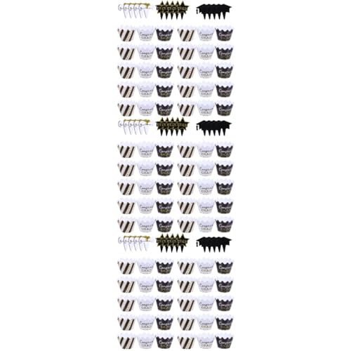 ibasenice 3 Sätze Abschlusstorte Umgeben Abschlussfeier Cupcake-papiere Für Den Abschluss Gold Kuchendekoration Für Absolventen Cupcake Picks Für Absolventenfeier Dessert-topper 24 Stück * 3 von ibasenice