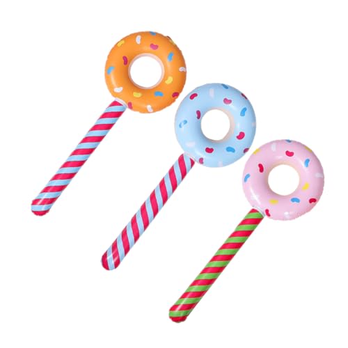 ibasenice 3er-pack Donut-bonbon-ballon-dekorationen Für Jungen Und Mädchen Geburtstagsparty Lustige Aufblasbare Donut-lutscher-spielzeuge von ibasenice