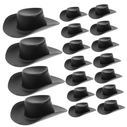 ibasenice 30 Stück Mini-Cowboyhut Kinderhüte Hut Frauen Kuhmädchenhüte Mini-Zylinder Hüte Masse kinderspielzeuge Puppenhut kleine hüte selber Machen austauschbare Miniaturhüte Plastik Black von ibasenice