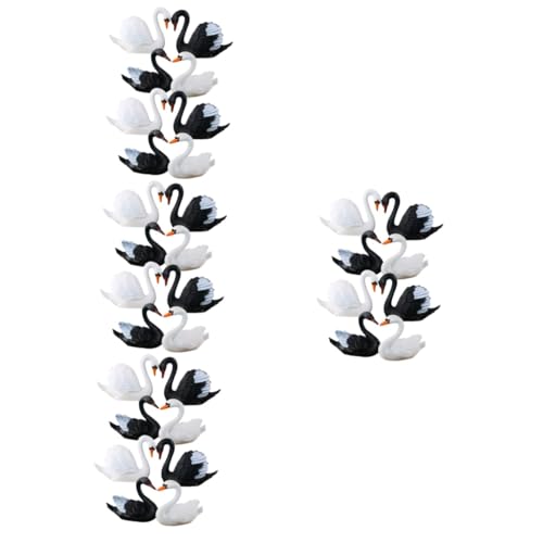 ibasenice 32 Stk Schwarze Und Weiße Schwanenverzierung Kleine Tierfiguren Schwan Cupcake Topper Mini-modell Des Schwarzen Schwans Mikro-gartengans-skulptur Liebhaber Miniatur Moos Plastik von ibasenice
