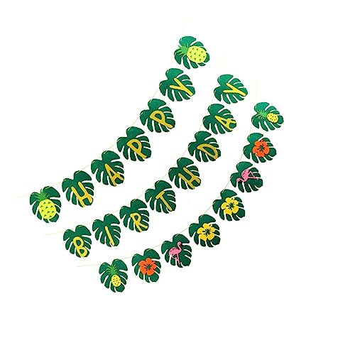 ibasenice 3St Party-Banner the club kluppe Hawaii- -Banner Sommerdeko Geburtstagsfeier Flagge ziehen Hawaii-Themenbanner bronzieren Palmblatt Ananas Bankettbedarf schmücken von ibasenice