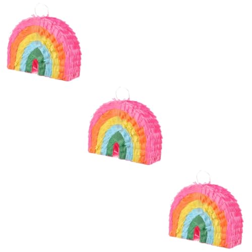 ibasenice 3St Regenbogen-Piñata Geburtstags-Pinata-Dekor Windsäcke und Ornament Mädchenspielzeug bunte Pinata Pinata-Spielzeug Esstisch Partybedarf Requisiten Maiskuchen Kind Papier von ibasenice
