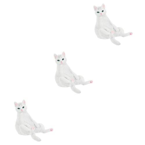 ibasenice 3st Weißes Katzenmodell -Spielzeug Spielzeug Für Mädchen Mädchenspielzeug Spielzeuge Statue Desktop-katzenfiguren Kleiner Katzenschmuck Kind Requisiten Plastik Schreibtisch von ibasenice