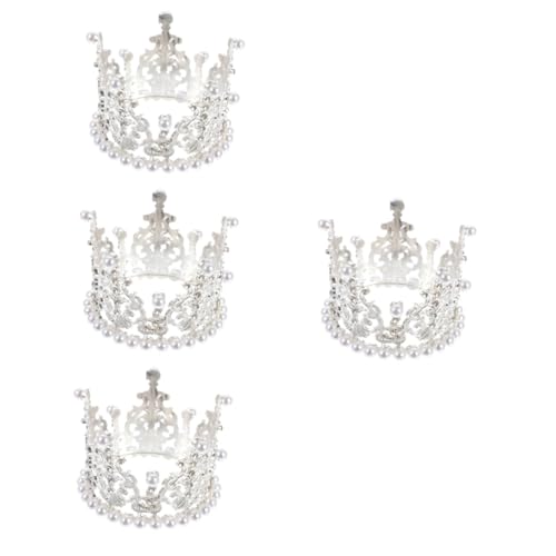 ibasenice 4 Stück Krone Dekoration Ornament Kinderkronen Kuchen Liefert Kuchen -topper Krone Tortenaufsatz Dekorative Kronen Kuchenverzierungen Backen Künstliche Perle Silver von ibasenice