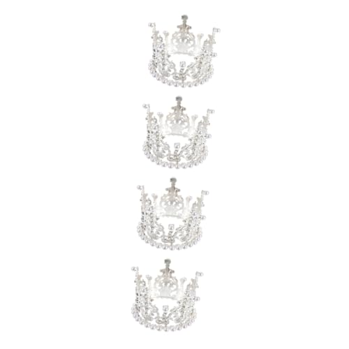 ibasenice 4 Stück Krone Dekoration Ornament party mitgebsel kinderparty mitgebsel caketopper 1 geburtstagseinladungen Kuchen -Topper dekorative Tortenkrone Legierung Silver von ibasenice
