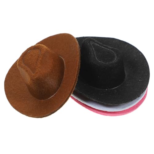ibasenice 4 Stück Mini-cowboyhut Puppenhüte Kleine Hüte Zum Basteln Kleiner Hut Puppenhauslieferungen Mini-Cowgirl-hüte Für Getränke Kleine Hüte Für Kuchendekor Mini-Hut Miniaturhut Vlies von ibasenice