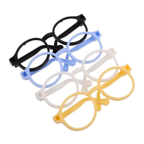 ibasenice 4 Stück Spielzeugzubehör Puppe verkleiden Zubehör Brillengestell zum Anziehen der Puppe Brillen für Puppen Puppenbrille Minibrille für Puppen Kinderbrille Plastik von ibasenice