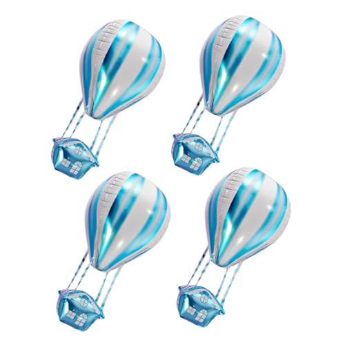 ibasenice 4 Stück Teiliges Heißluftballon Folienballon in Blau Lebendige Geburtstagsdeko für Kinderparty Shower und Hochzeit Dekorative Aluminiumfolie Ballons mit Detailreichem Design von ibasenice