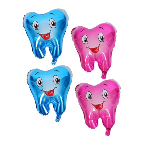 ibasenice 4 Stück Teiliges Zahnfolienballon Cartoon Shower Partydeko Zahnmotiv Aluminiumfolie Schnell Aufblasbar für Babyparty Clinic Graduation Party von ibasenice