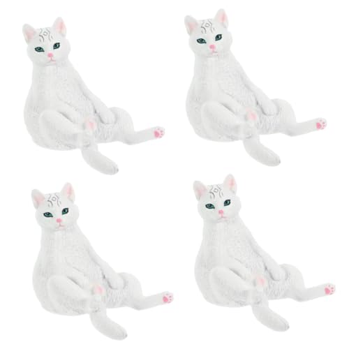 ibasenice 4 Stück Weißes Katzenmodell Statue Spielzeuge Spielzeug Für Mädchen Desktop-dekor Kleine Katze Schmücken Gefälschtes Katzenmodell Kleines Katzenmodell Tier Puppe Kind Plastik von ibasenice