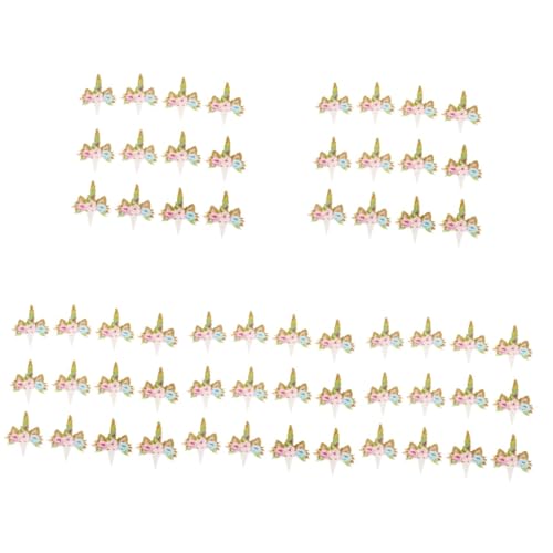 ibasenice 5 Sätze Einhorn-kuchen-einsatz Cupcake-auswahl Kuchen Diy Verzierung Tortenaufsätze Für Geburtstage Kuchen-dessert-dekorationen Einhorn-kuchenaufsatz Papier 36 Stücke * 5 von ibasenice