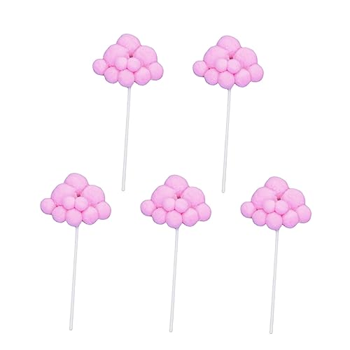 ibasenice 5 Stück Kinderdeko Mini-Pappbecher Statuendeko Wolke Essensauswahl Hochzeitsdeko Mini-Wolkendekorationen Rosa Einsatzkarte Muffin-Ballon Mädchen Partyzubehör Babyplüschgarn von ibasenice