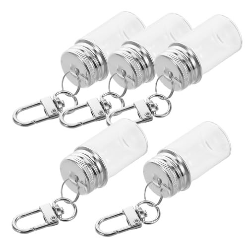 ibasenice 5 Stück Wachs -Süßigkeitenflaschen kleine glasflaschen Wunschflaschen Flasche Schlüsselanhänger wünschen Flasche wünschen Mini-Wunschflasche aus Glas Rostfreier Stahl Transparent von ibasenice