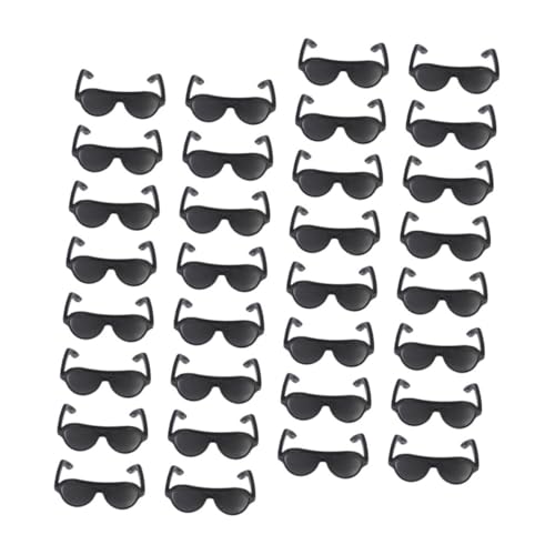 ibasenice 50 Stück Puppenbrille Schwarze Minibrille DIY Dekoration Zubehör Minibrille Für Puppen Puppe Mini-Brille Zubehör Für Puppenkostüme Mini-Puppen-Brille Plastik Black von ibasenice