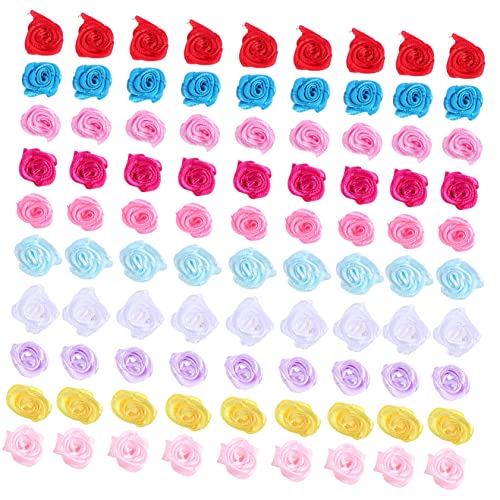 ibasenice 500 STK Schleifenrosen Künstliche Mini-rosenköpfe Bastelbandblumen Blütenköpfe Aus Satin Satinband Rose Weihnachtsschmuck Blumen Mikro-Mini-Rosen Seidenrose Weihnachten Zubehör von ibasenice